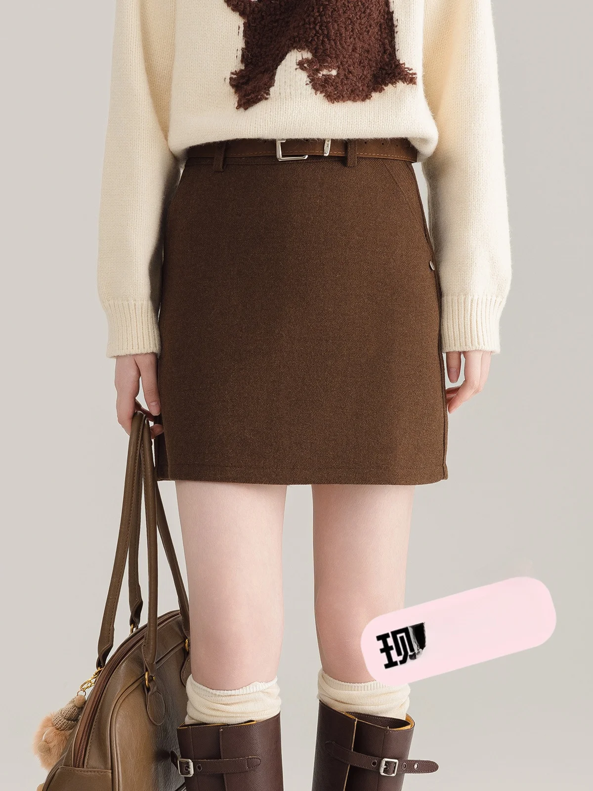 

Retro American Simple High Waist Skirt Women's Fashionable Versatile Short Skirts Bodycon Skirts Pure Color Commute
