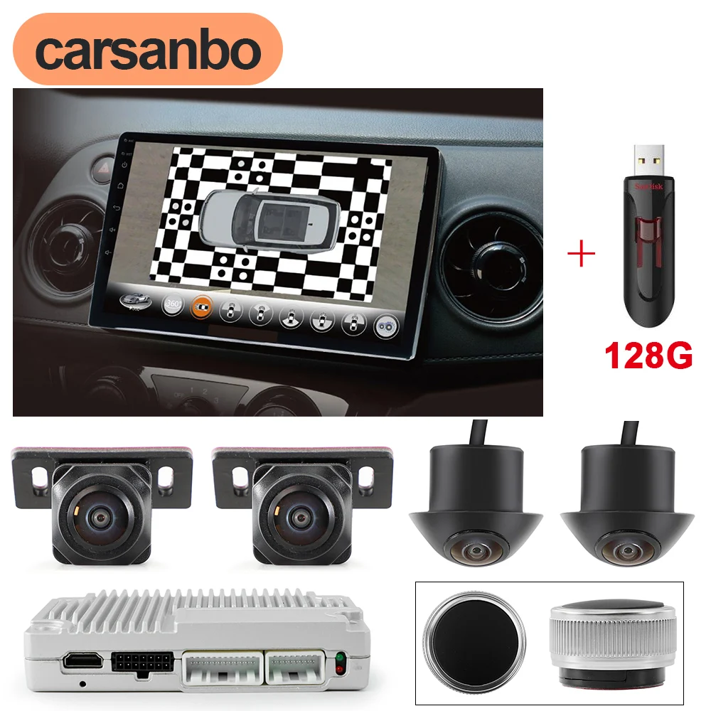

Carsanbo 3D Around View DVR Recorder Parking Camera 360 Car Camera Panoramic Image System with Calibration Cloth Car Accessories
