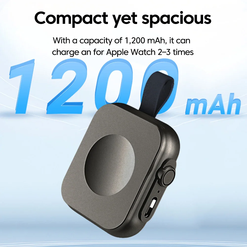  New 1200mAh Wireless Mini Magnetic Watch Charger For Apple Series Watch Type C Portable Mobile Power Bank Charger Accessories