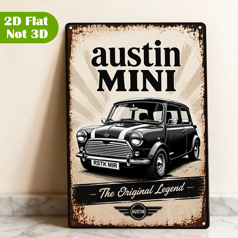 2D Flat,  British Retro Car Wall Sign - Vintage Decor Suitable for Diners, Cave, Auto Shop, Themed Gifts, Classic Vehicle Plat