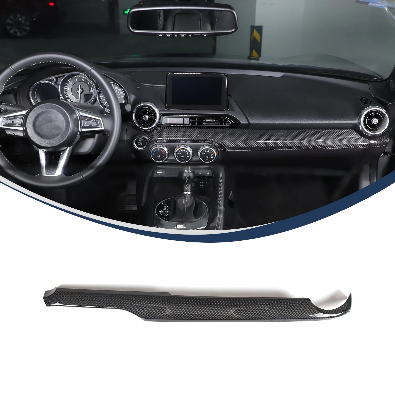 LHD Dry Carbon Fiber Car Interior Passenger Dashboard Decorative Panel Trim Cover Accessories For Mazda MX-5 Miata ND 2016-2025