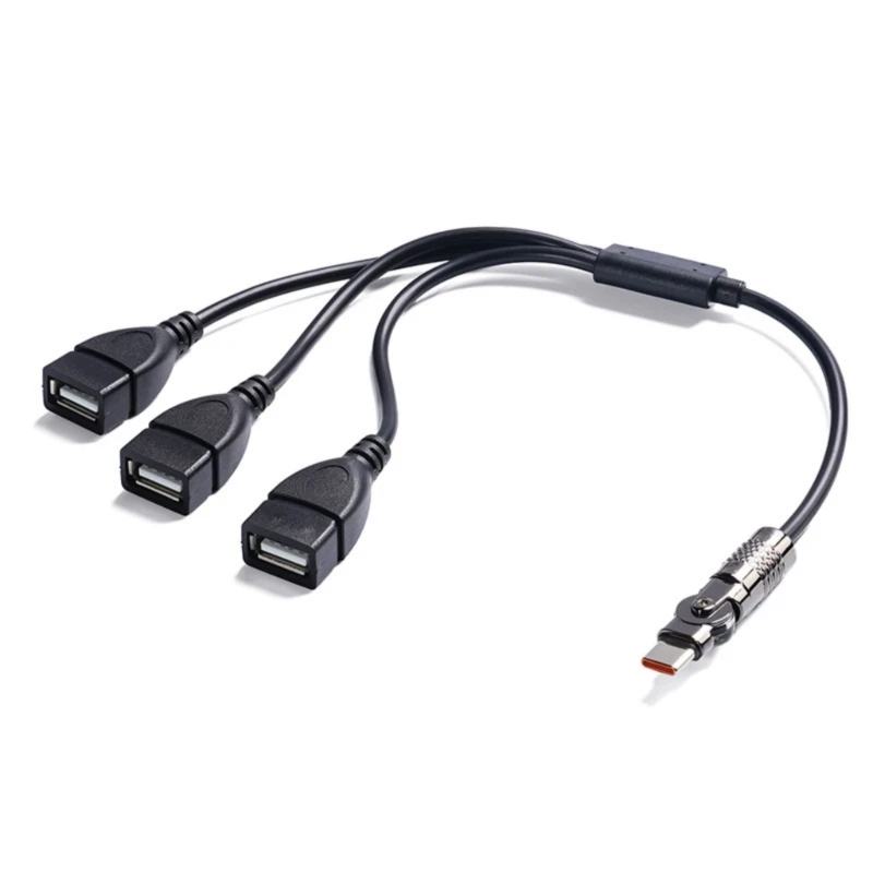 3 Port USB Hubs for Type C Input Including Rotating Connectors Enabling Space Saving Charging Data Transfer on Electronics E65A