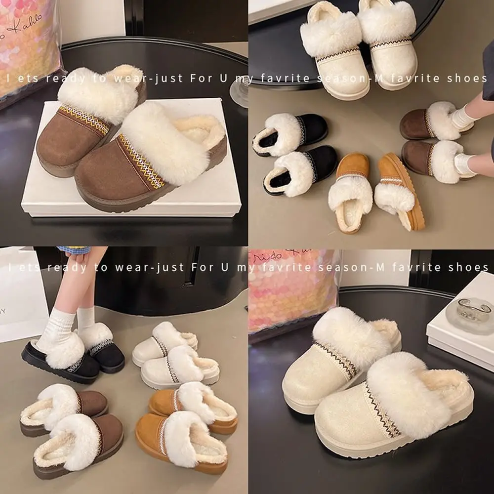 2025 الشتاء فو الفراء منصة النعال النساء مريح عدم الانزلاق سميكة القاع الثلوج أحذية امرأة قصيرة أفخم أحذية قطنية دافئة الإناث #5