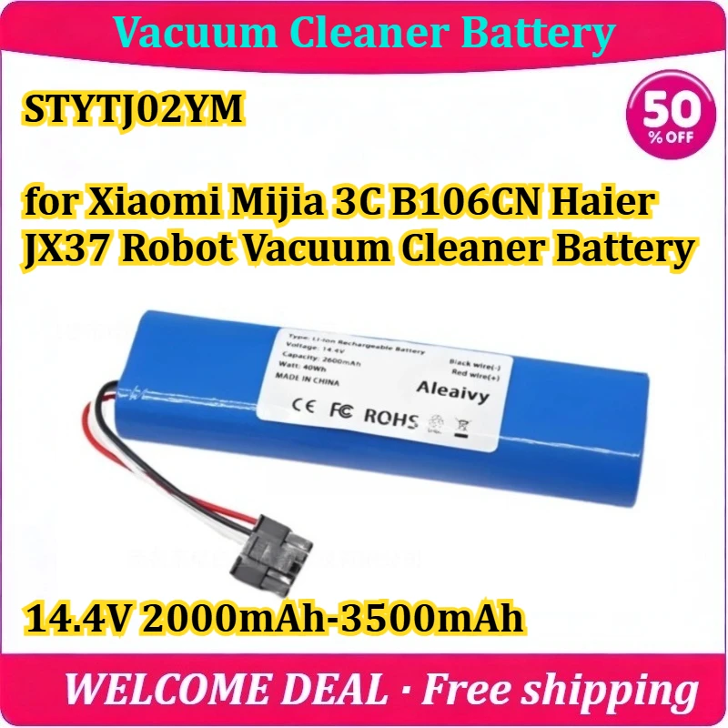 [New] STYTJ02YM Battery for Xiaomi Mijia 3C B106CN Haier JX37 Robot Vacuum Cleaner Battery 14.4V 2000mAh-3500mAh Lithium Battery