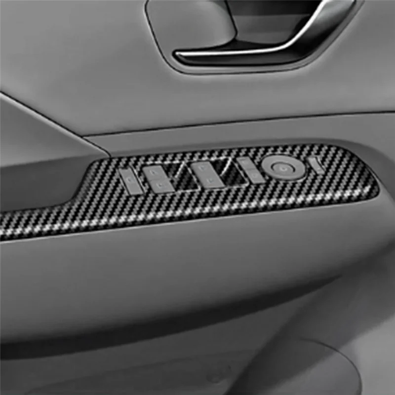 

Car Door Armrest Cover Panel For Hyundai KONA 2024+ Window Glass Lift Switch Button Trim Frame Parts Carbon Fiber Pattern