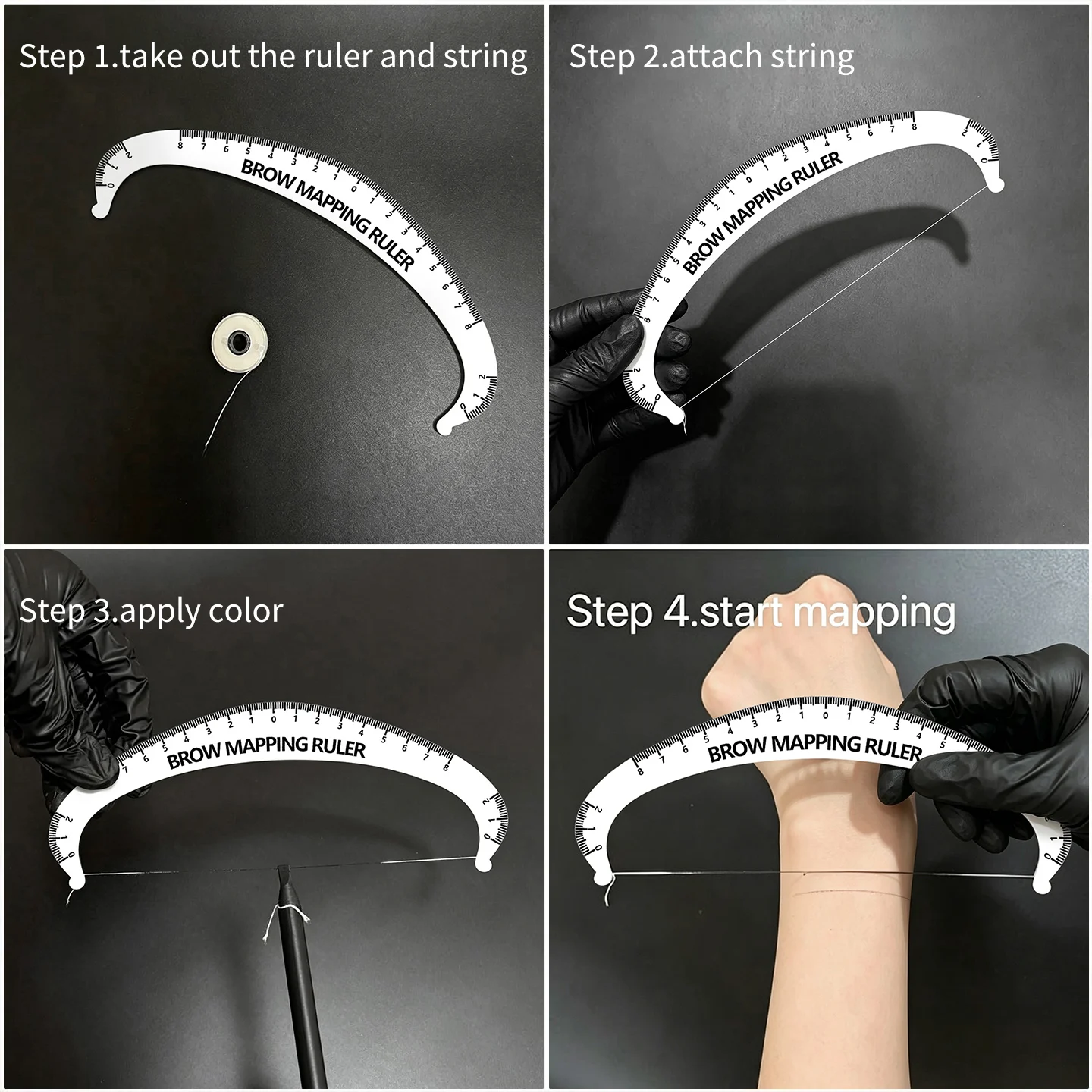 Acrylic Eyebrow Mapping Bow String Ruler PMU Microblading Symmetry Measuring Caliper Stencil, Permanent Makeup Brow Tattoo Tools