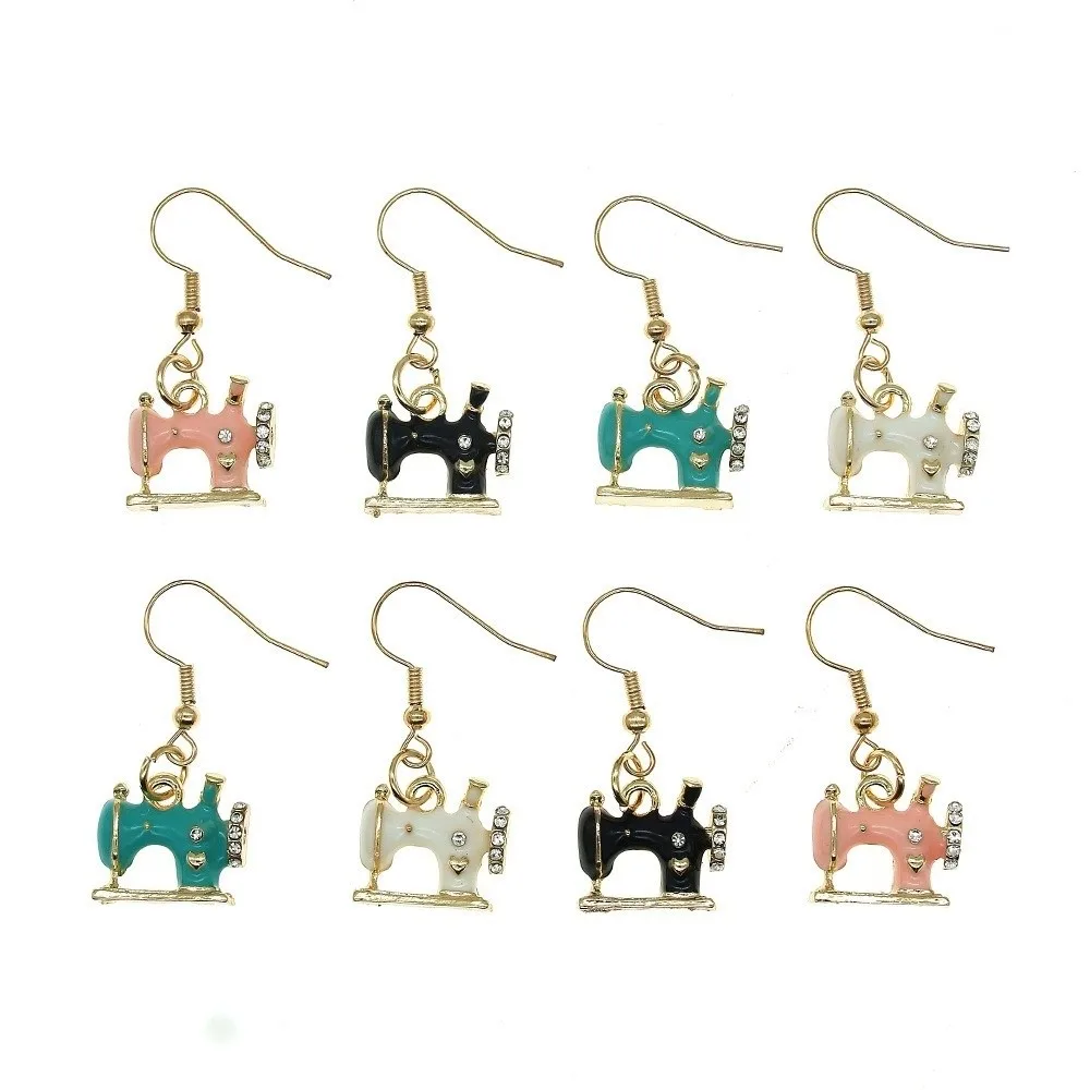 Exaggerated Vintage Sewing Machine Earrings Multi-color Exquisite Drip Oil Earrings Enamel Creative Alloy Earrings Party