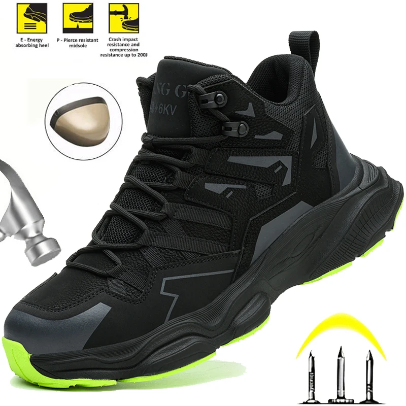 

6KV Insulation Safety Shoes for Men - Steel Toe Anti-Puncture Work Boots, Slip Resistant Lightweight & Breathable Work Shoes