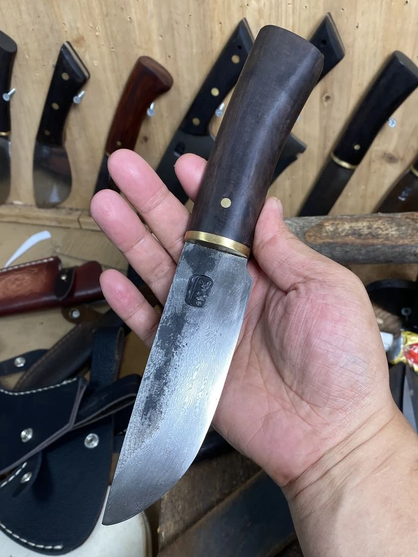 

5 Inch Utility Knife Handmade Forged Damascus Steel Blade Ebony Handle Chef Cleaver Slicing Paring BBQ Kitchen Knife With Cover
