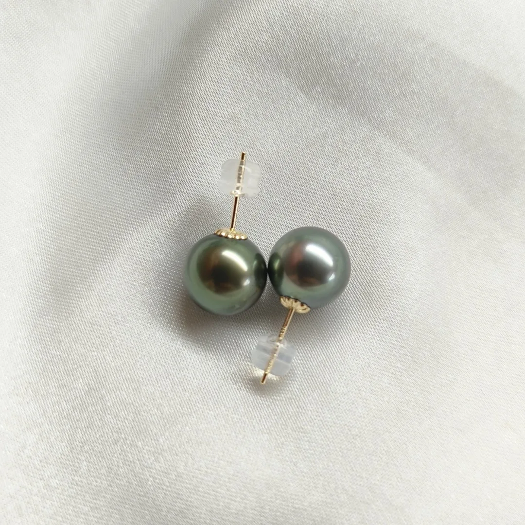 

Classic Earrings AAAA9-10mm10-11mm Natural Tahitian Round Pearl Earrings 18K/AU750 Gold 18K/AU750 White Gold Earrings