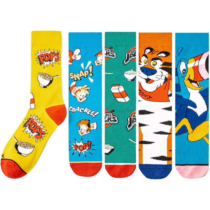 New Best-selling popular men's socks, cartoon characters in various styles, crew socks.