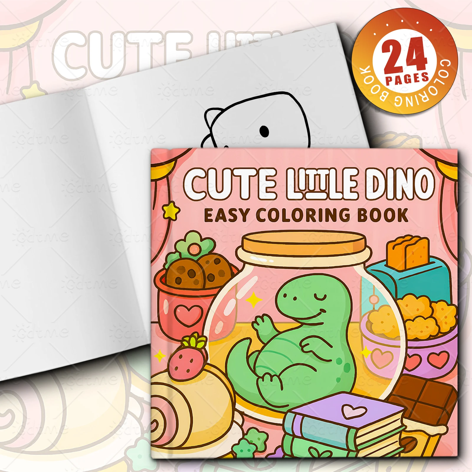 Kawaii Dino Themed Coloring Book for Adults Bold Easy Cute Dinosaur Patterns Stress Relief DIY Hand Painting Book