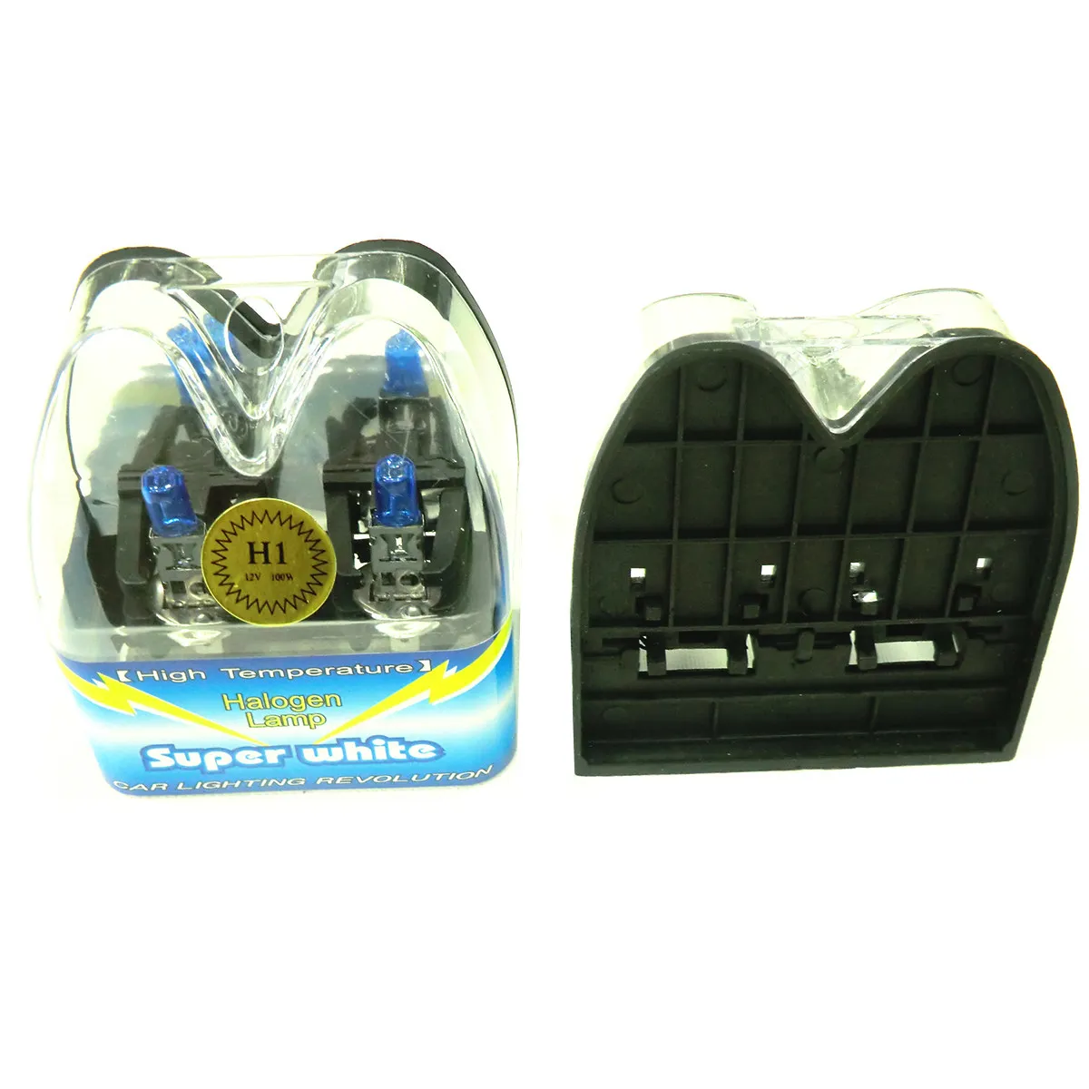 A Pair of 12V 100W H1 Socket Halogen Fog Lights 6000K Super White Headlights for Cars Plug and Play Easy Install Rain Fog Snow
