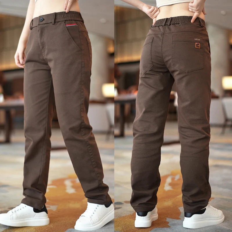 Cotton Straight Fit Stretch New Casual Pants Men Chino Trousers Male Formal Work Business Dress Khaki Fashion Autumn Winter Pant