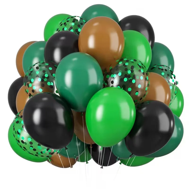 44 Pcs/Set Green and Brown Latex Balloons, Perfect for Jungle Adventure Parties, Baby Showers, Graduation Ceremonies, or Birthda