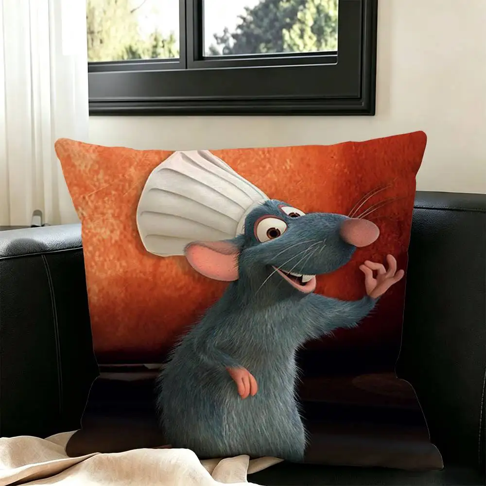R-Ratatouille Cartoon Movie  Pillow Case Square Double-Sided Sofa Cushion Cover Bedroom Bedside Pillow