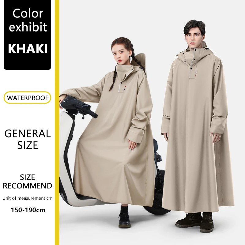BLALION Dikker Oxford waterdichte regenkleding Regenponcho Unisex mode regenjas Lange regenjas Losse oversized regenkleding met capuchon