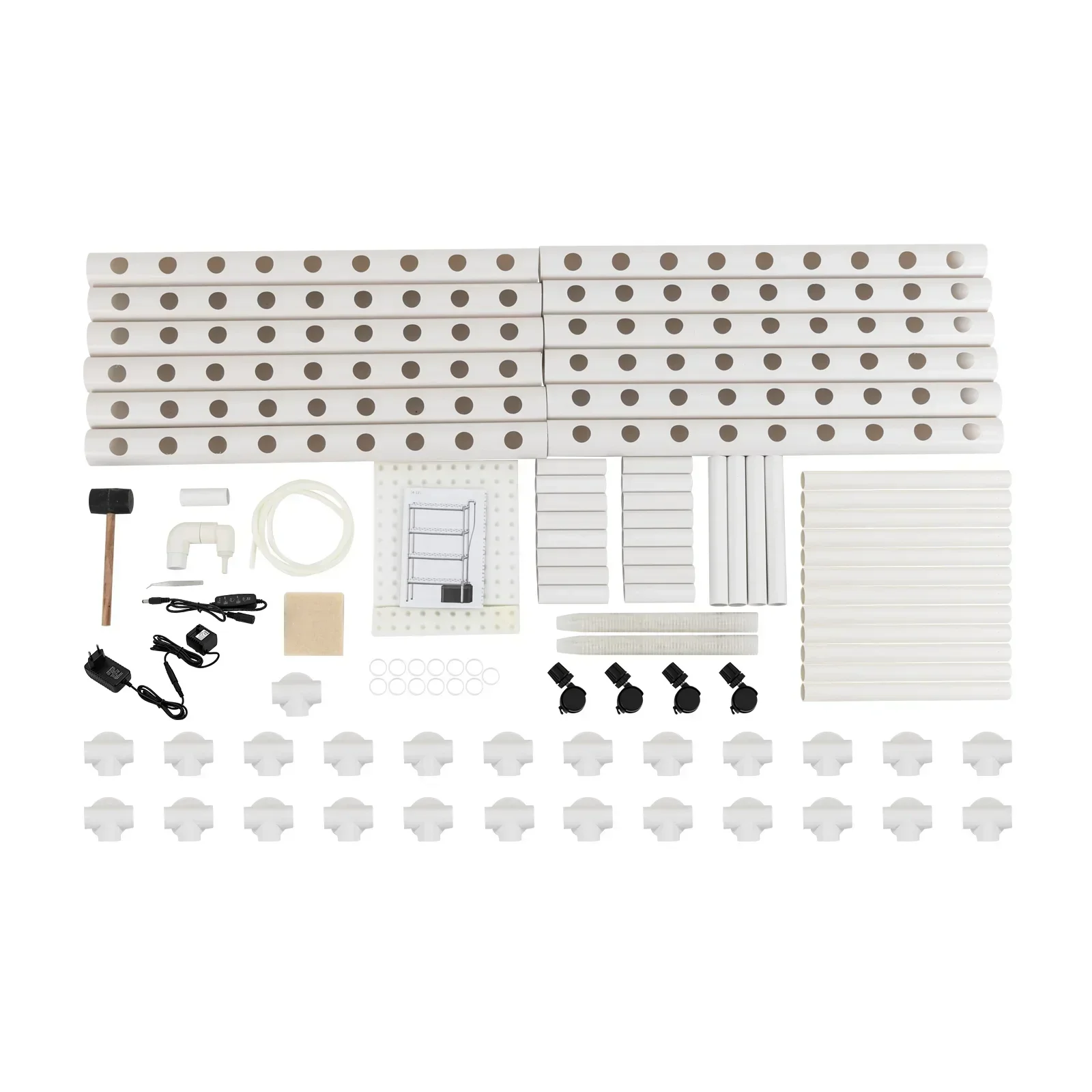 4-lagiges Hydrokultur-Anbausystem-Set mit Wasserpumpen-Timer, 12 Röhren, erdlosen Pflanzenanbausystemen mit Universalrädern – Detail 4