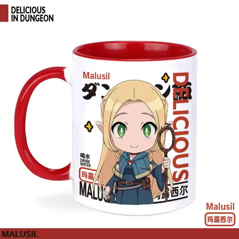 Anime Delicious In Dungeon Meshi tazas Chilchack Marsilla Laius Cosplay Taza de agua de café de cerámica hombres mujeres taza de beber de dibujos animados