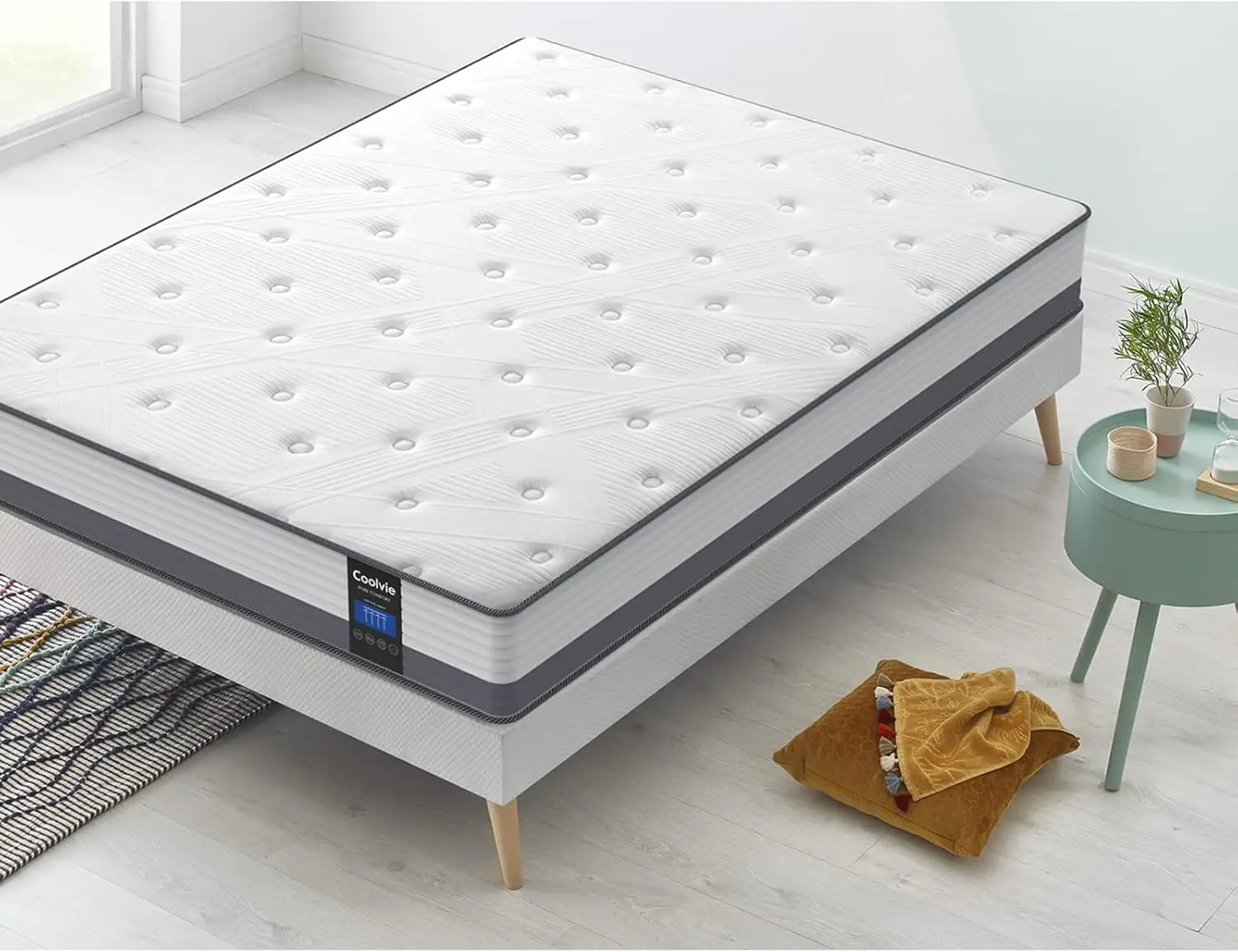 Twin XL Mattress, Twin XL Hybrid Mattress, Low Motion Transfer & Breathable Bed in A Box, Built in Pocketed Coils and Gel Memory