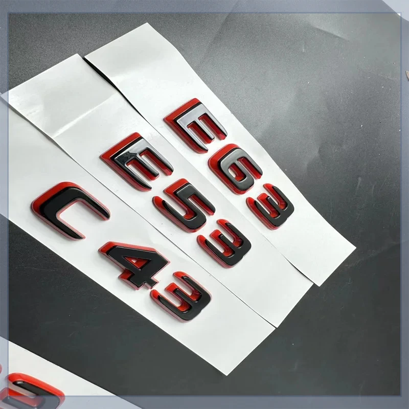 

Black RED Number Letters Rear Trunk Badge Emblem for E63 C63 E53 C43 E63S C63S Accessories Stickers
