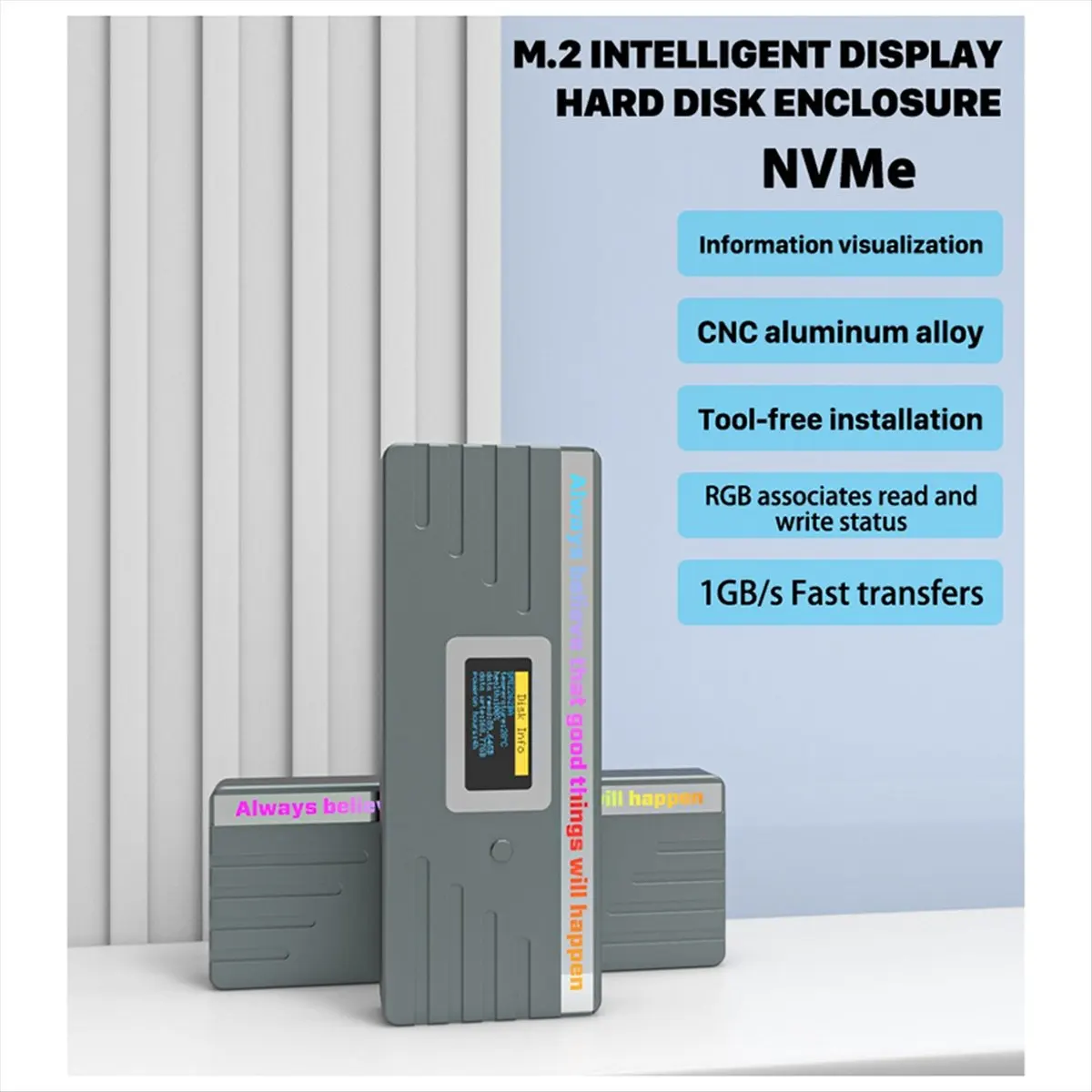 CH◆☆§Smart M.2 NVMe / SATA SSD Enclosure, USB 3.2 Gen 2 10Gbps, External M2 Adapter Case Support M-Key B +M Key UASP RTL9210~HOT