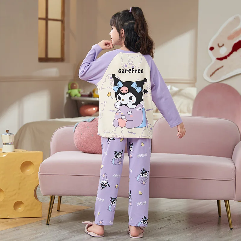 Sanrio Kulomi Kinderkleding Nieuwe Pyjama Tweedelige Set Herfst Kinder Leuke Leuke Casual Loungewear