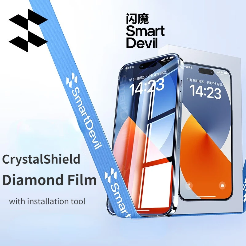 Smartdevil กระจกนิรภัยกันฝุ่นแบบเต็มจอ, สำหรับ iPhone 14 13 12 Pro ป้องกันหน้าจอ HD ฟิล์มเพชรป้องกันลายนิ้วมือ