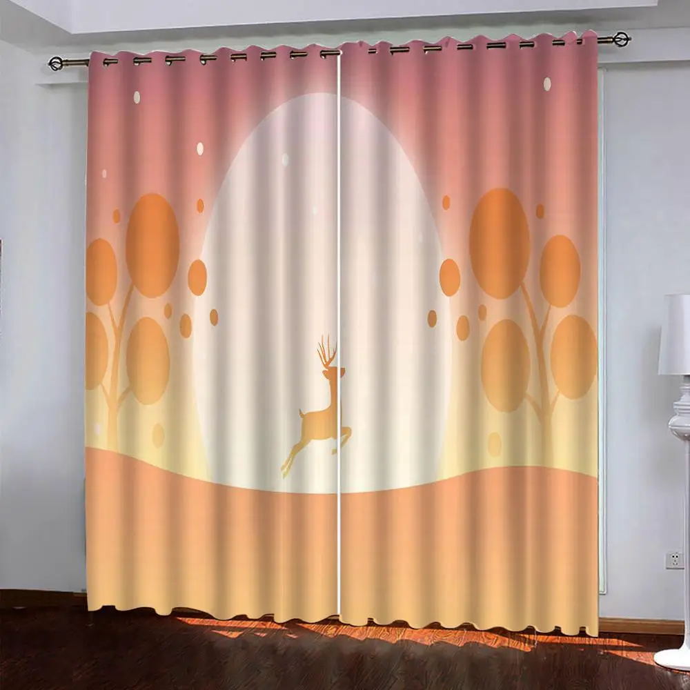 Luxury Blackout 3D Window Curtains For Living Room Bedroom Customized size pink curtains moon curtain