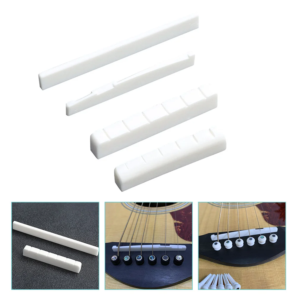 

4 Pcs Guitar String Bridge Accessories Ox Bone Saddle and Nut Parts Replacement Acoustic Saddles Classical