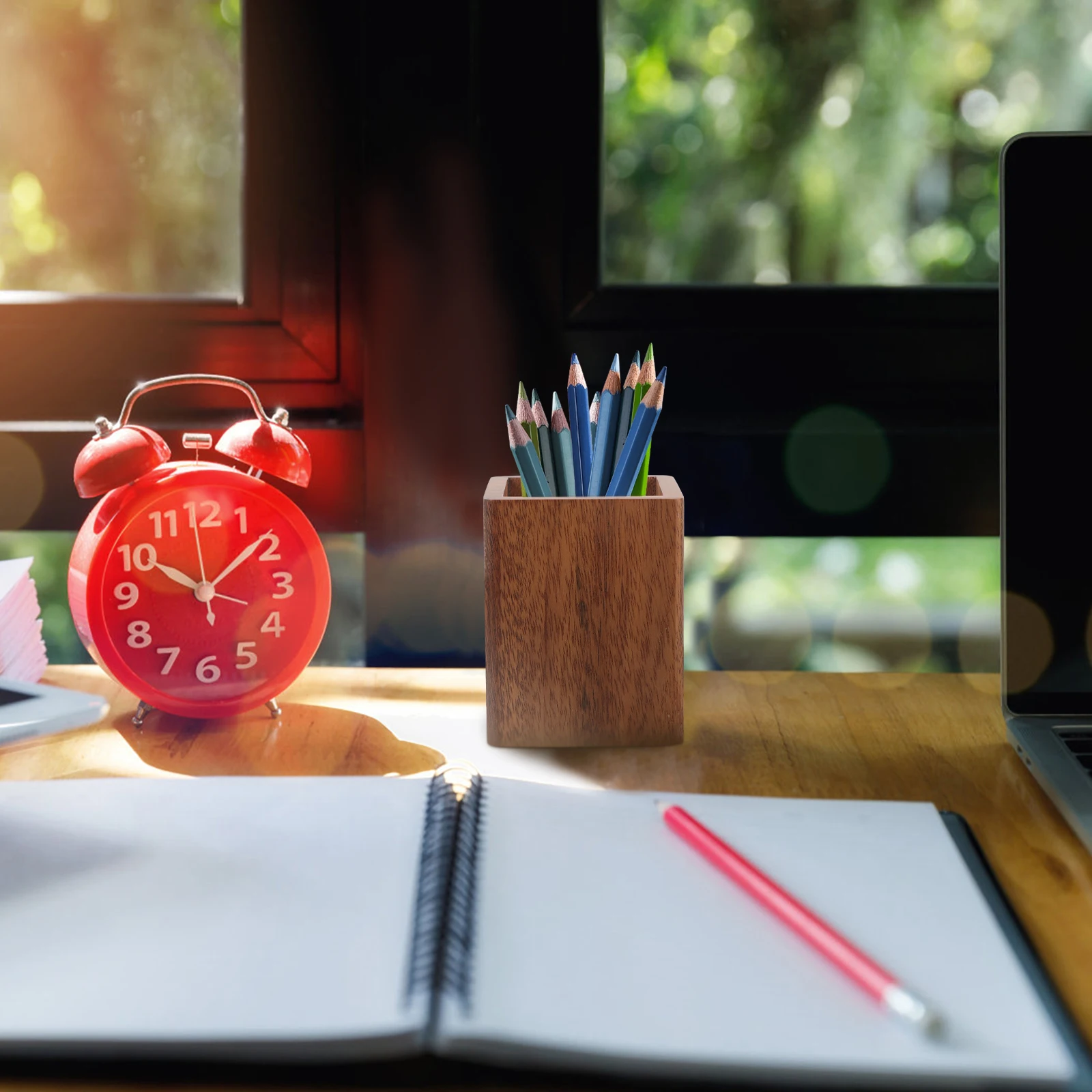 

Makeup Brush Holder Wooden Desk Organizer For Pens Pencils Scissors Nail Polishes Office Accessories For Women