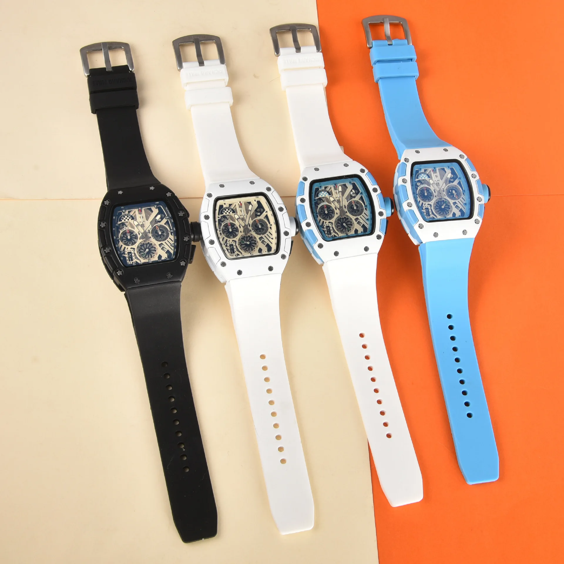 YFY multifunctional six-pin wine barrel type quartz watch pu with alloy dial watch