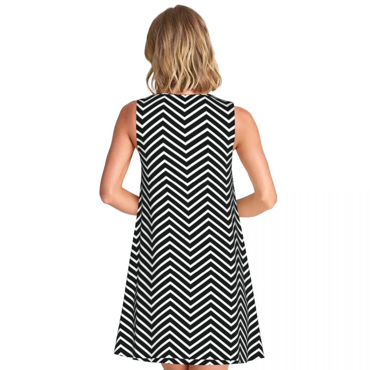 Abstract Geometry Casual Dress Black And White Modern Dresses Ladies Summer Street Fashion Graphic Oversize Tank Dress
