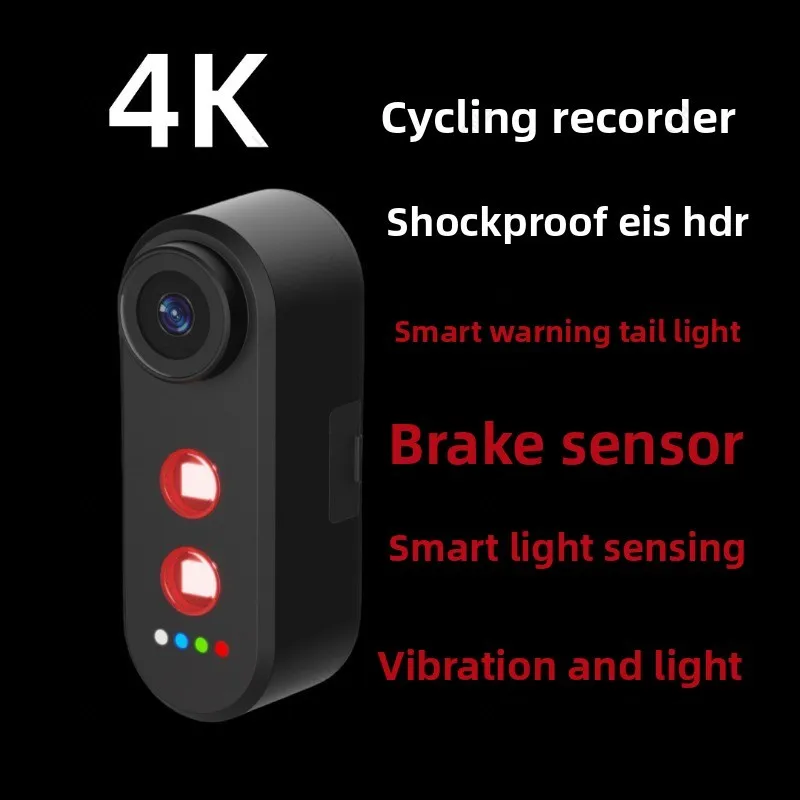 4K For HDR Anti Shake Bike Camera Smart Brake Warning Tail Light Dual Mode Mount For Road Mountain Cycling Recorder