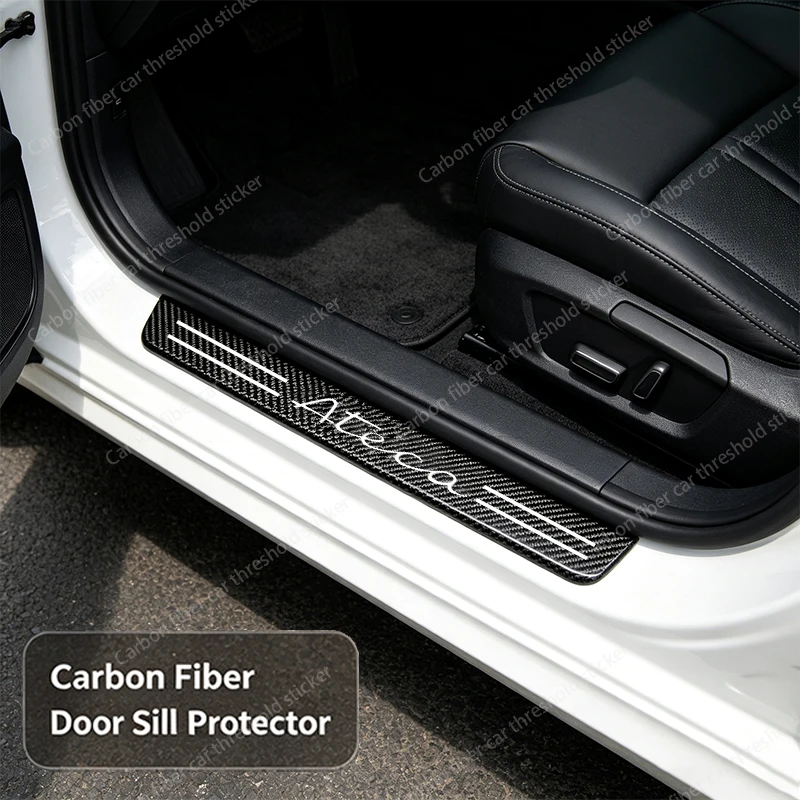 Carbon Fiber Car Door Sill Protector For seat Ateca Born Formentor Toledo R leon ibiza Exeo Altea Arona Mii IBL Car Accessories