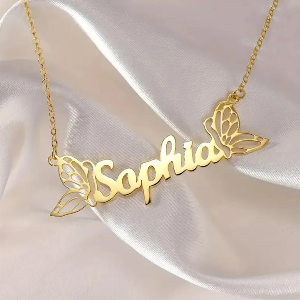 

Индивидуальная однослойная простая многофункциональная цепочка на ключицу из нержавеющей стали с именем бабочки, рождественский подарок