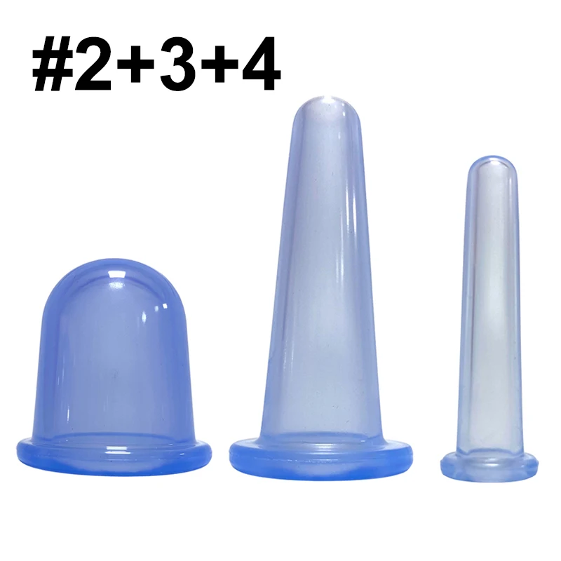 3Pcs/set Silicone Vacuum Cupping Massage Jars Anti Wrinkle Facial Suction Cups Face Neck Lifting Scraping Guasha Anti Cellulite