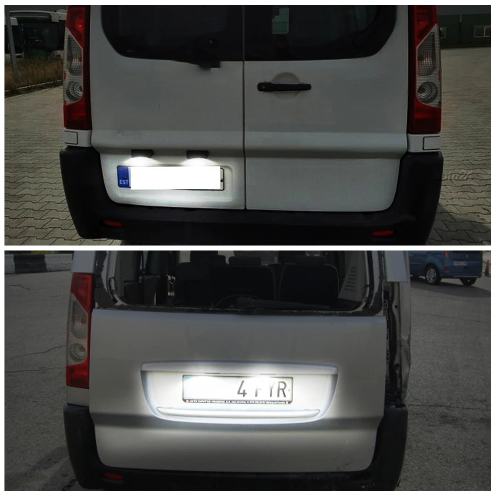 2PCS LED License Plate Light For Citroen Jumpy II III VAN For Peugeot Expert For Fiat Scudo Number Plate lights High Brightness