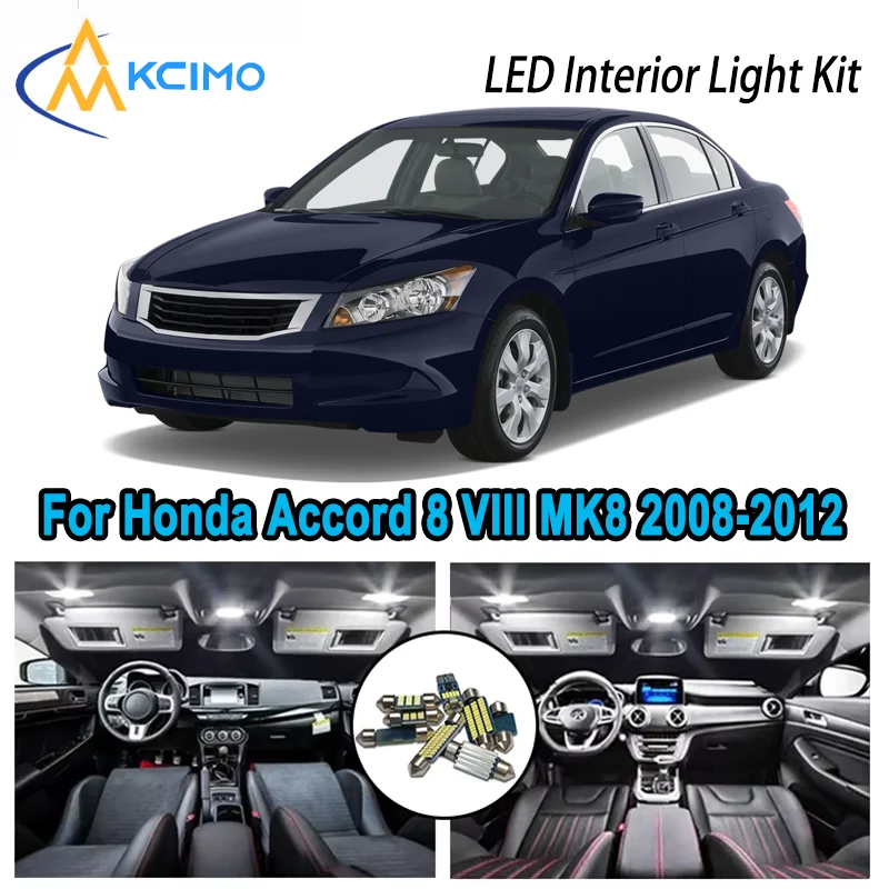 

Premium Bright LED Interior Light Kit for Honda Accord 8 VIII MK8 Gen 2008-2012 Dome Map Trunk Car Lamps with Canbus No Error