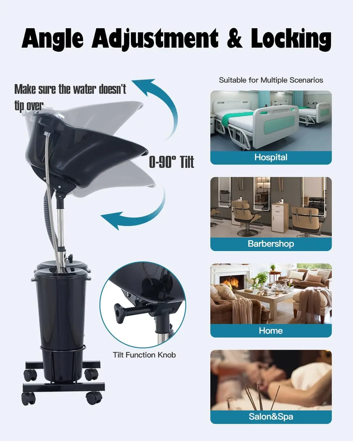 Electric Portable Shampoo Bowl Hair Washing Station, Hair Washing Tray for Sink at Home, Portable Salon Sink Wash Basin for Hair