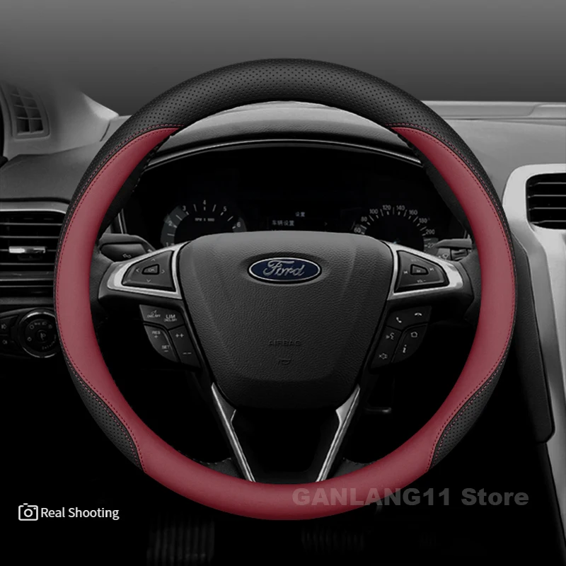 الجلود غطاء عجلة القيادة سيارة لفورد ايكوسبورت رينجر اكسبلورر F-150 F-250 سلسلة إقليم التركيز 2025 اكسسوارات السيارات