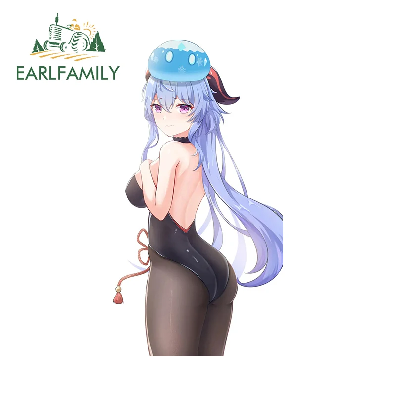 

EARLFAMILY 13cm x 7cm Sexy Swimwear Ganyu Car Stickers Anime Cute Water Balloon Decals Personality Car Door Protector Decor