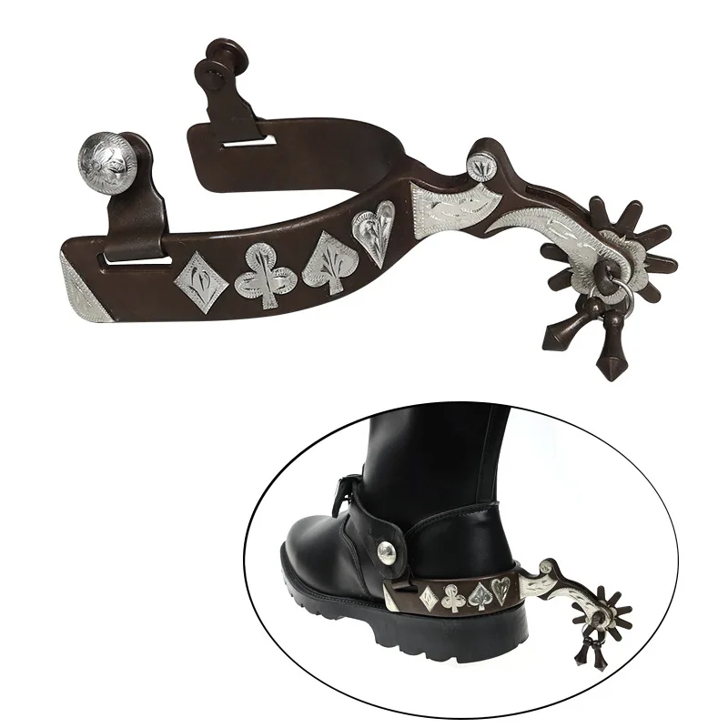 Espuelas de Estilo Occidental en Bronce para Caballo, Talladas a Mano, Accesorios para Arnés [SP5120] Artículos Ecuestres