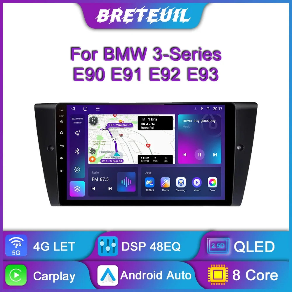 For BMW 3 Series E90 E91 E92 E93 Android Car Radio Multimedia Video Player Navigation GPS Carplay QLED Touch Screen Auto Stereo