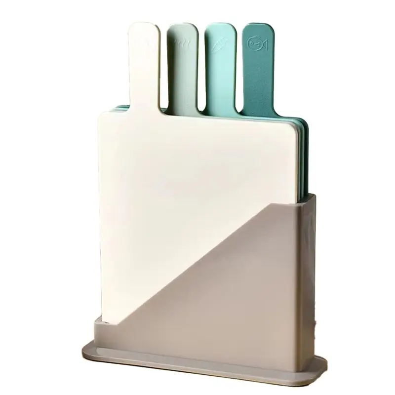 

A95G 4PCS Kitchen Sorting Cutting Board With Drain Storage Rack,Vegetable & Complementary Food Cutting Boards For Home Use