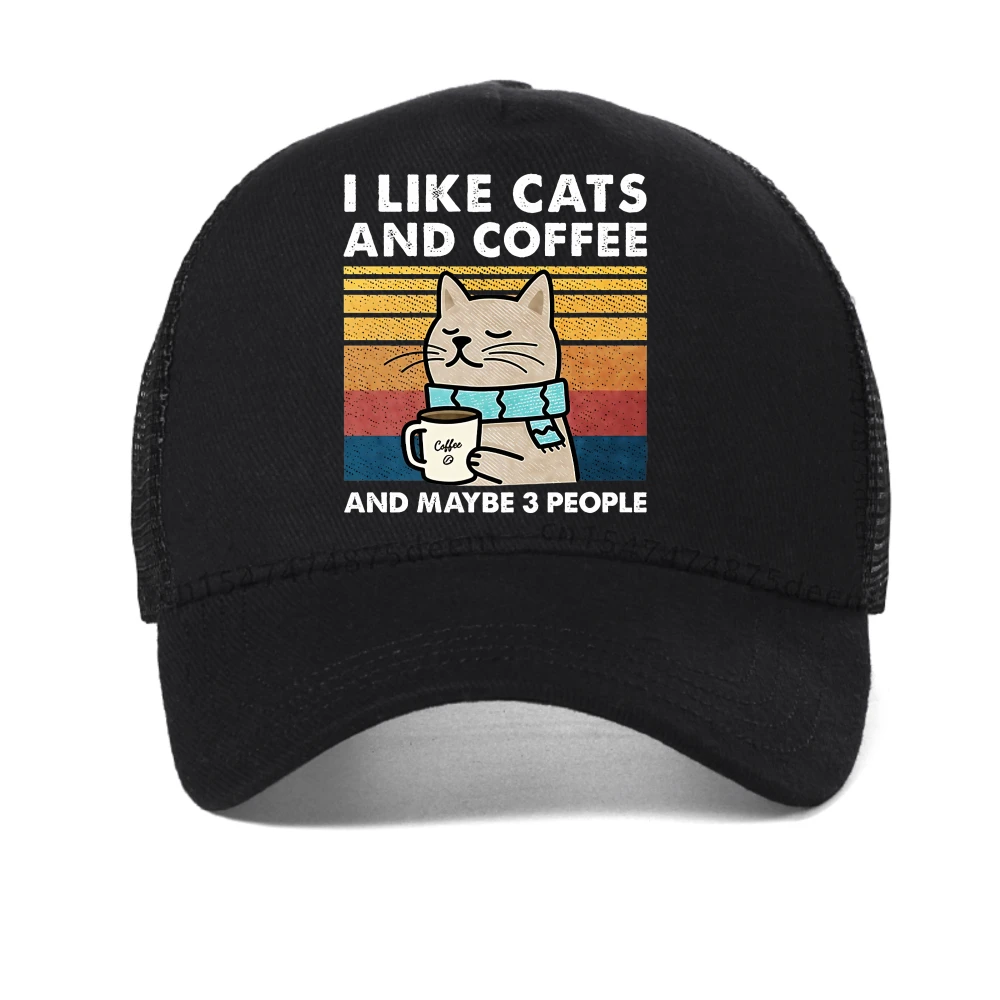 

I Like Cats and Coffee Street Men Women baseball cap Fashion Hip Hop Streetwear mesh caps adjustable Breathable snapback hats