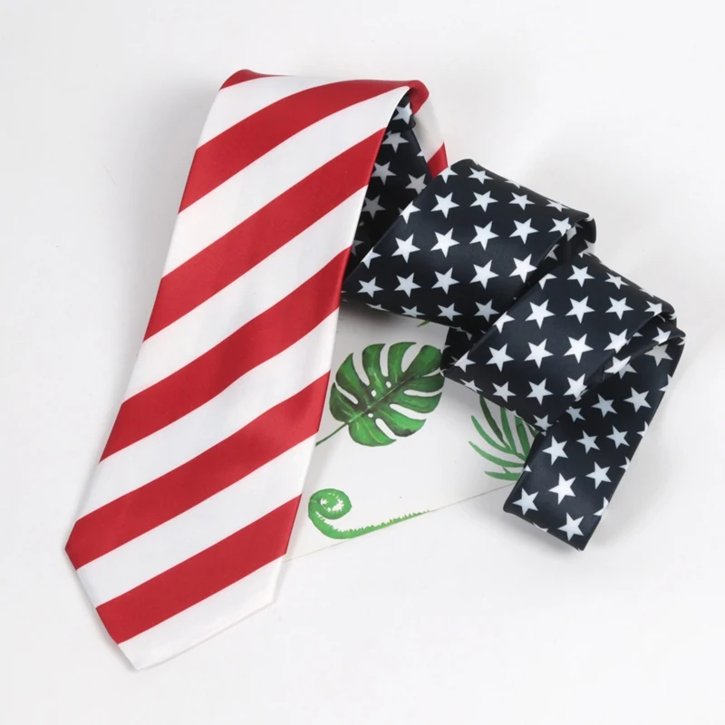 

Star Striped American/USA Tie Dacron Printing Flag Necktie Unisex Adults Tie for Party Performance Business Holiday Accessories