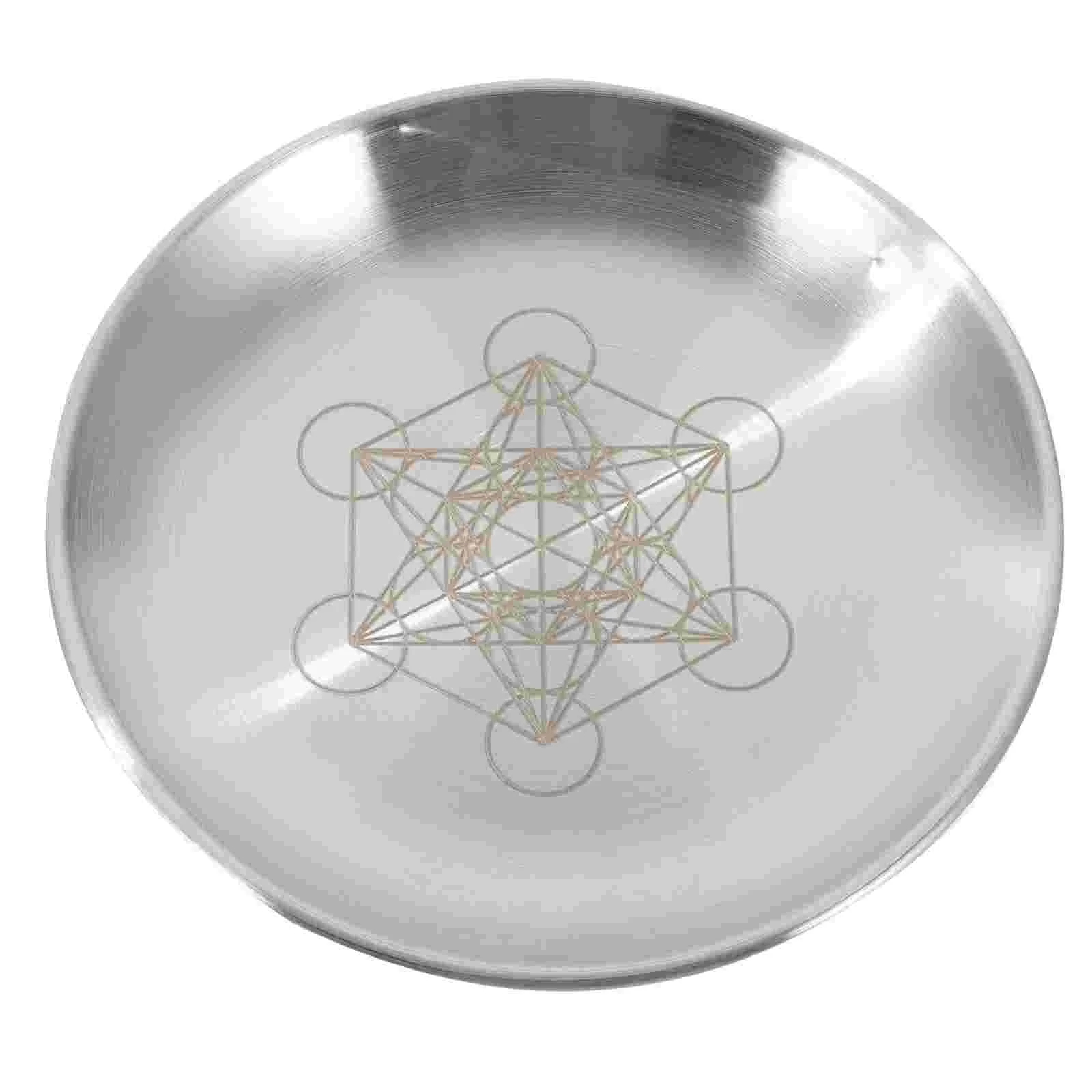 Practical Tray Pentagram Table Decor Altar Moon Small Trays Silver Stainless Steel Round