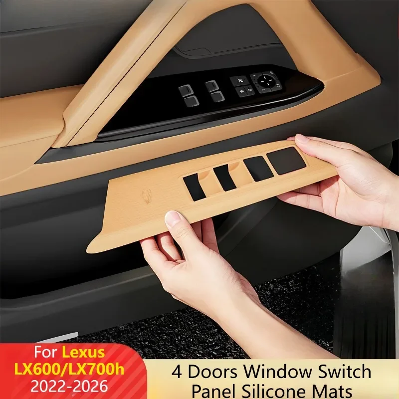 Four Door Button Panel Mat Door Silicone Protective Pad Precise Fit Interior Mod Accessories For Lexus LX600/LX700h 2022-2026