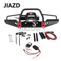 Front Bumper With Winch & LED Light for 1/10 Axial SCX10 90046 raxxas TRX4 Defender RC Crawler Car Accessories